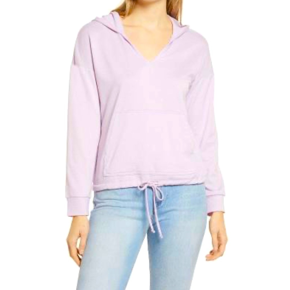 Gibsonlook‎ Women's French Terry Bottom Tie Hoodie Cloud Purple Pink Size M NWT